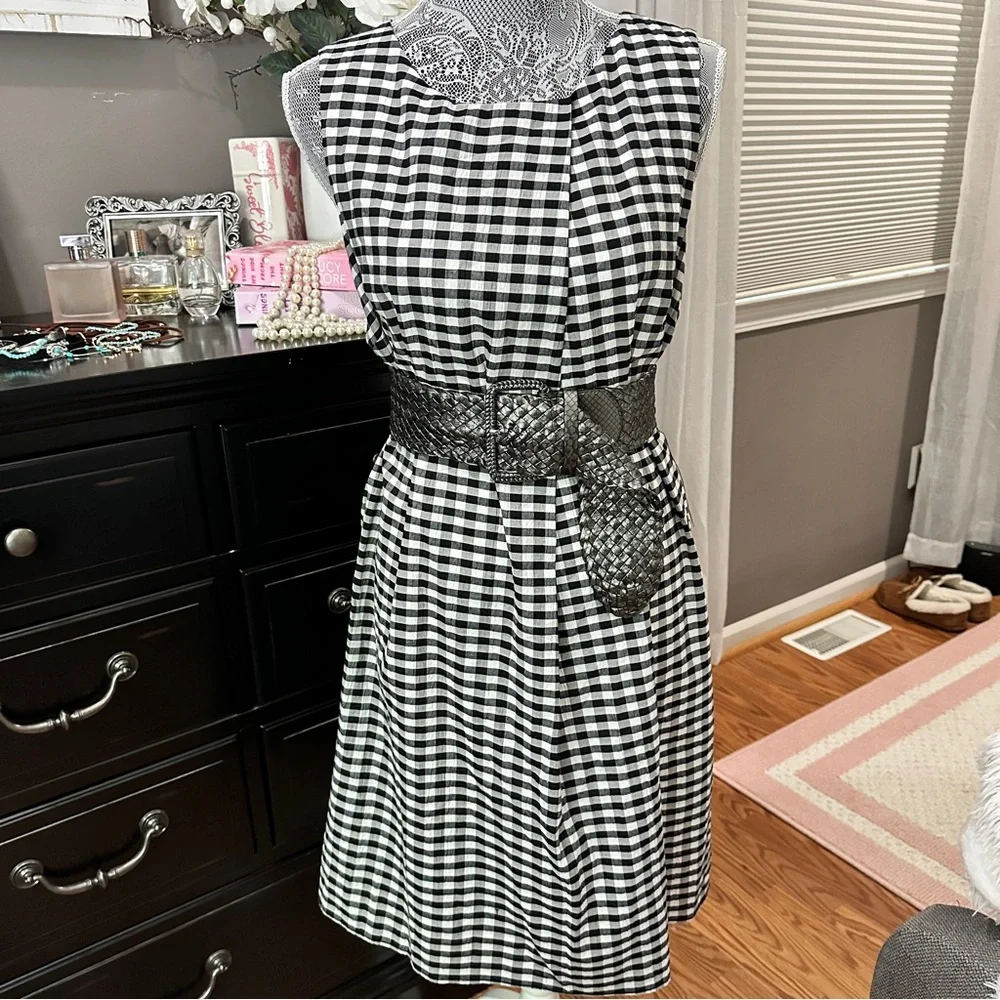 DKNY Gingham A-Line Sleeveless Dress | Size 12 | Classic Check - Picture 5 of 16